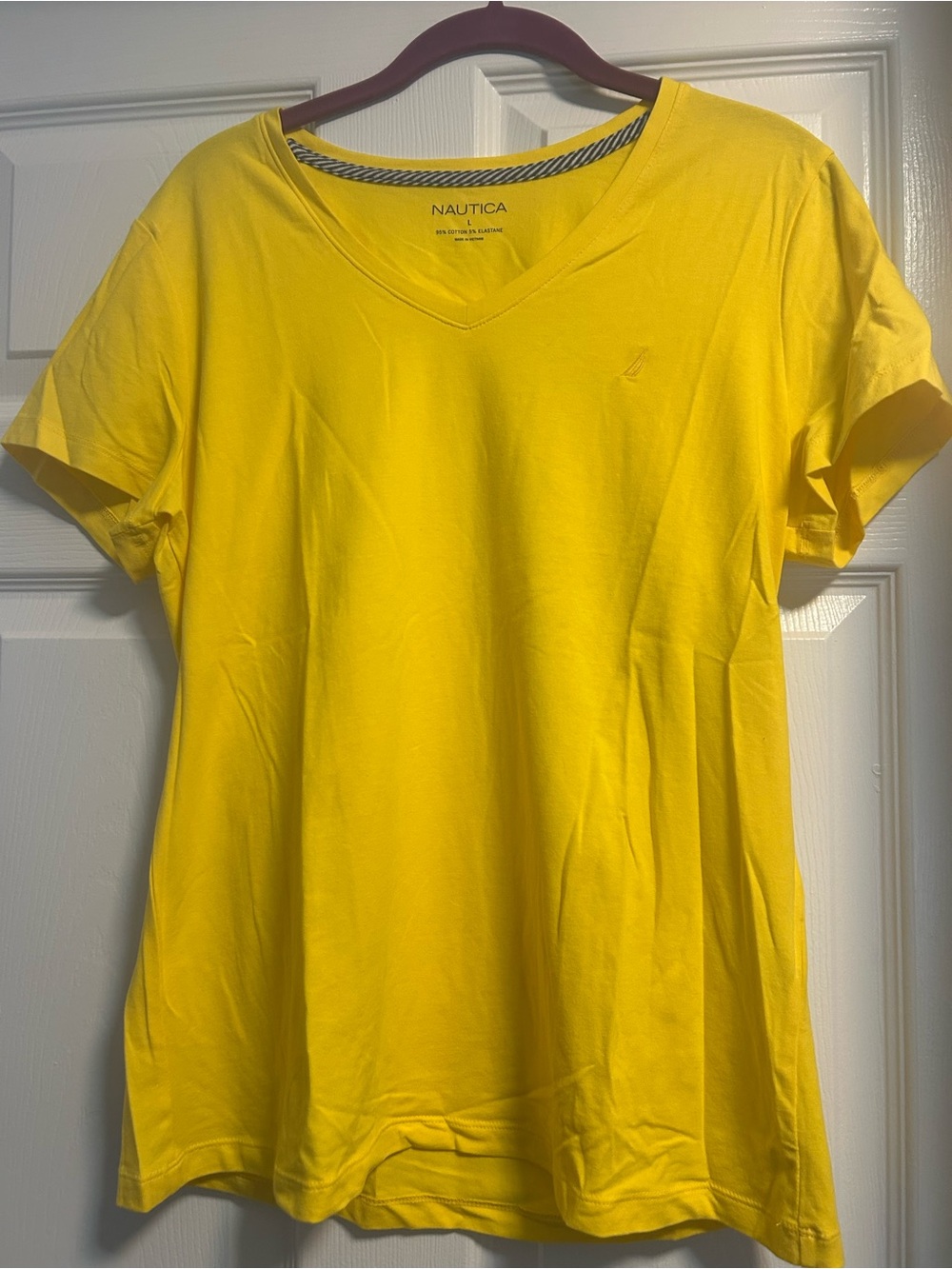 Nautica Women’s V-Neck Short Sleeve Tee in Bright Yellow
